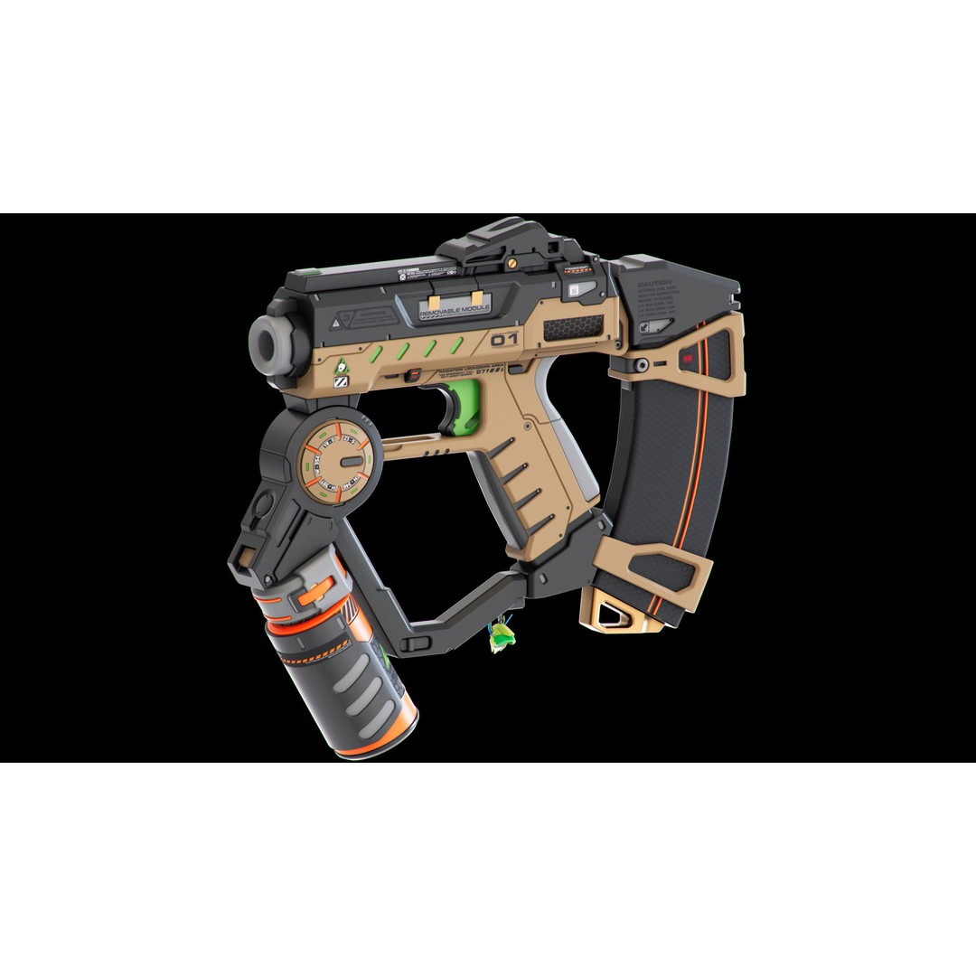 Sci-Fi Guns Set 3D Model – Futuristic Weapons Kitbash, FBX, OBJ - View 15