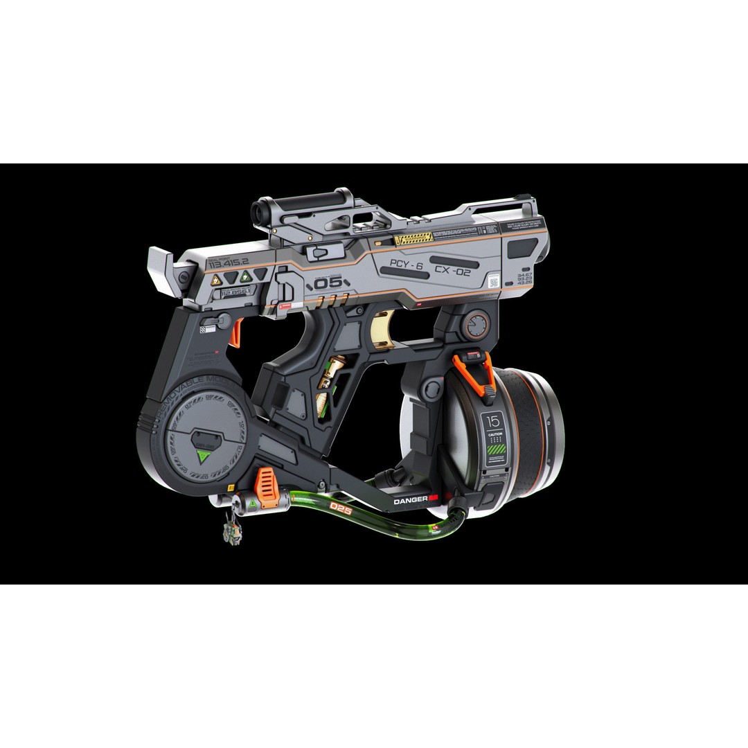 Sci-Fi Guns Set 3D Model – Futuristic Weapons Kitbash, FBX, OBJ - View 20