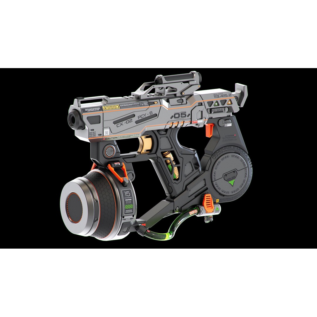 Sci-Fi Guns Set 3D Model – Futuristic Weapons Kitbash, FBX, OBJ - View 21
