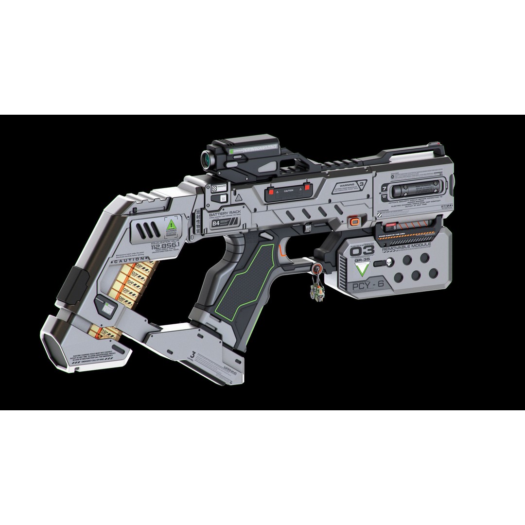 Sci-Fi Guns Set 3D Model – Futuristic Weapons Kitbash, FBX, OBJ - View 22