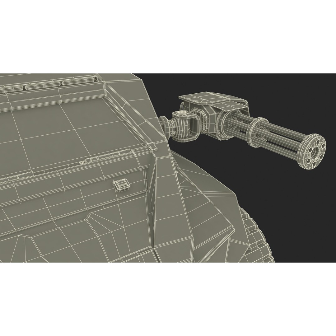 Futuristic Military Vehicle 3D Model – Khaki Armored Design, Game-Ready Formats