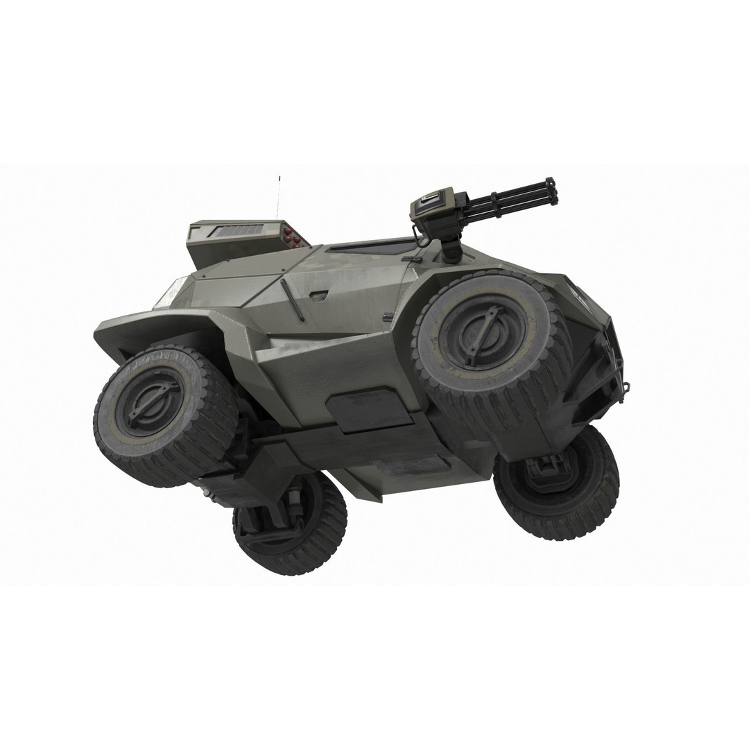 Futuristic Military Vehicle 3D Model – Khaki Armored Design, Game-Ready Formats - View 12
