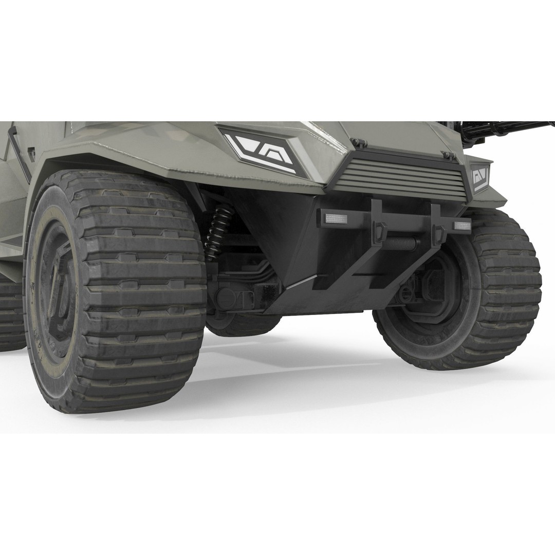 Futuristic Military Vehicle 3D Model – Khaki Armored Design, Game-Ready Formats - View 14