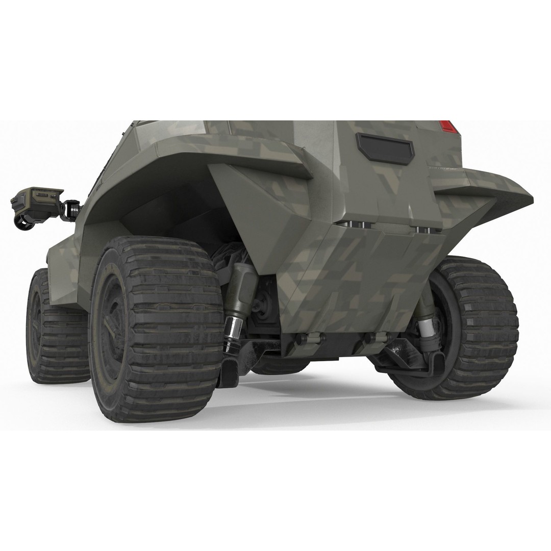 Futuristic Military Vehicle 3D Model – Khaki Armored Design, Game-Ready Formats - View 17
