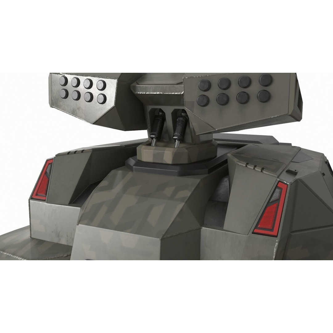Futuristic Military Vehicle 3D Model – Khaki Armored Design, Game-Ready Formats - View 19