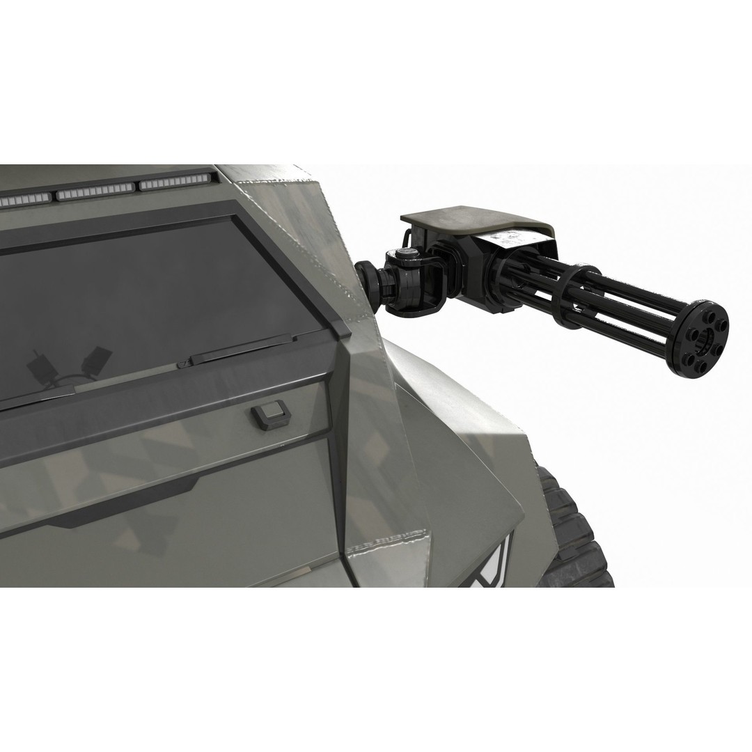 Futuristic Military Vehicle 3D Model – Khaki Armored Design, Game-Ready Formats - View 20