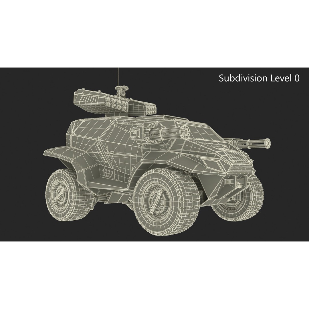 Futuristic Military Vehicle 3D Model – Khaki Armored Design, Game-Ready Formats - View 22
