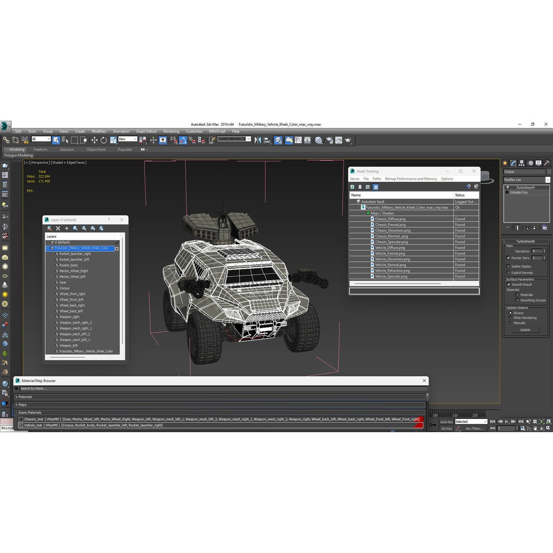 Futuristic Military Vehicle 3D Model – Khaki Armored Design, Game-Ready Formats - View 26