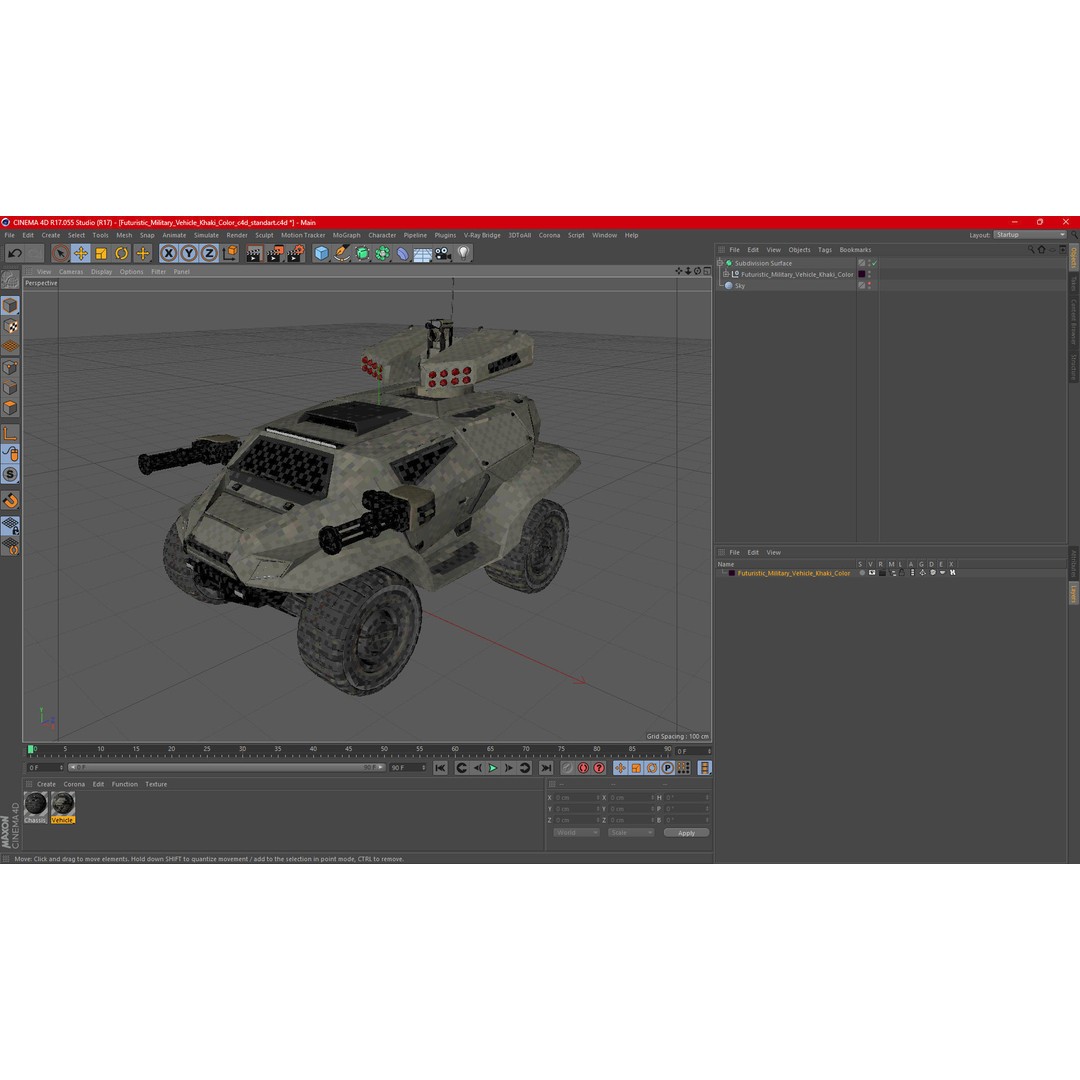 Futuristic Military Vehicle 3D Model – Khaki Armored Design, Game-Ready Formats - View 27
