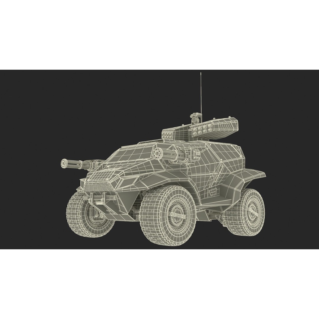 Futuristic Military Vehicle 3D Model – Khaki Armored Design, Game-Ready Formats - View 31