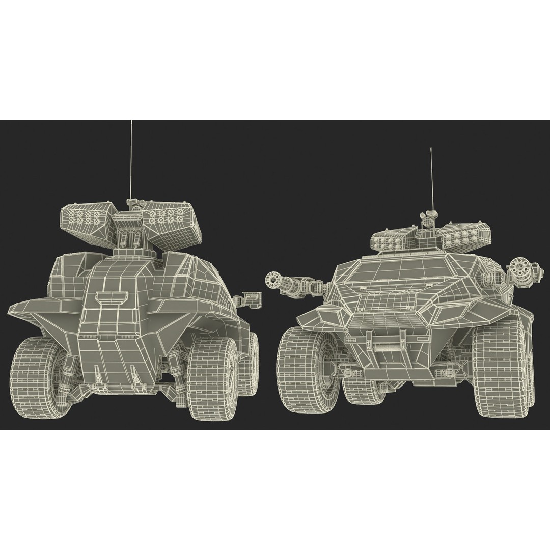 Futuristic Military Vehicle 3D Model – Khaki Armored Design, Game-Ready Formats - View 32