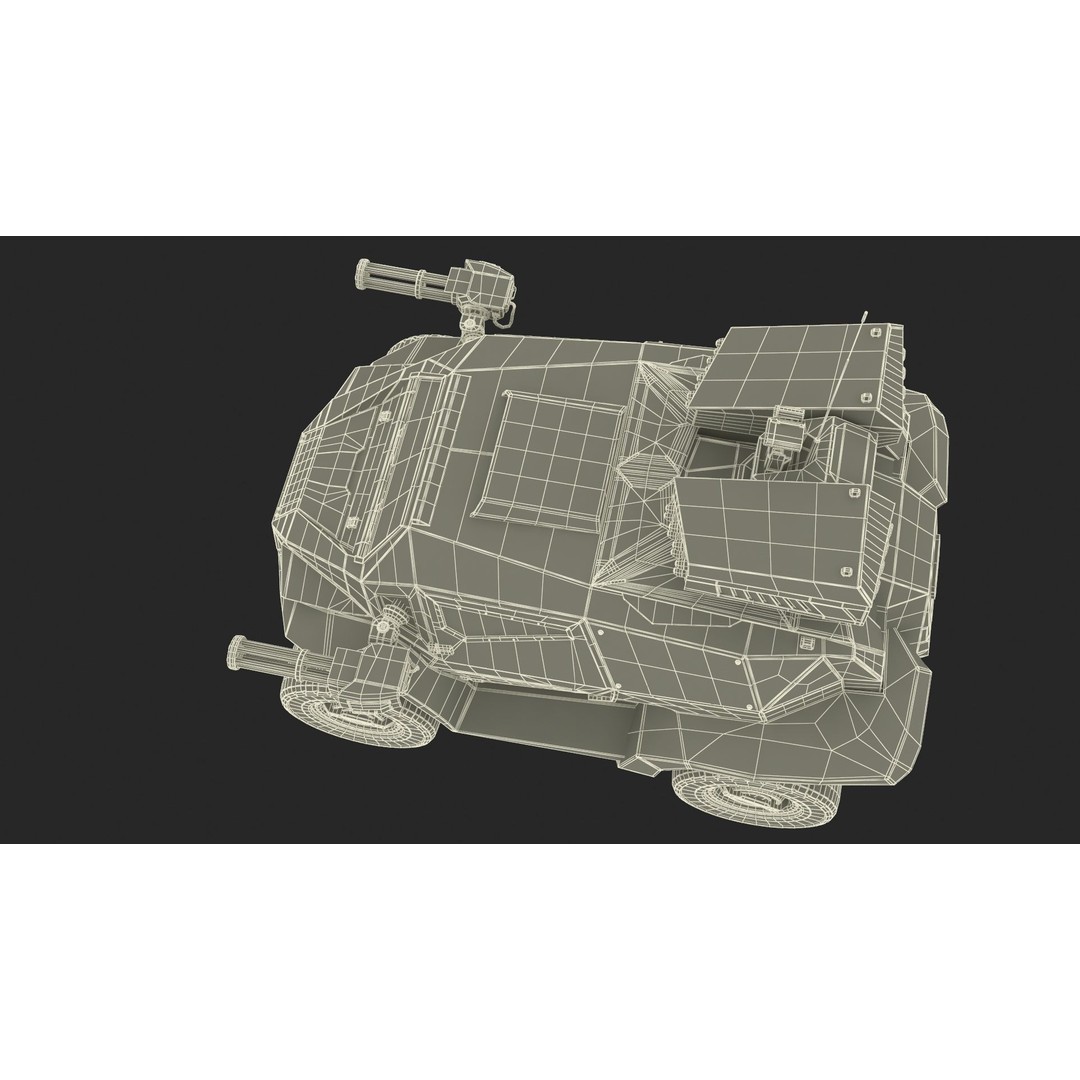 Futuristic Military Vehicle 3D Model – Khaki Armored Design, Game-Ready Formats - View 33