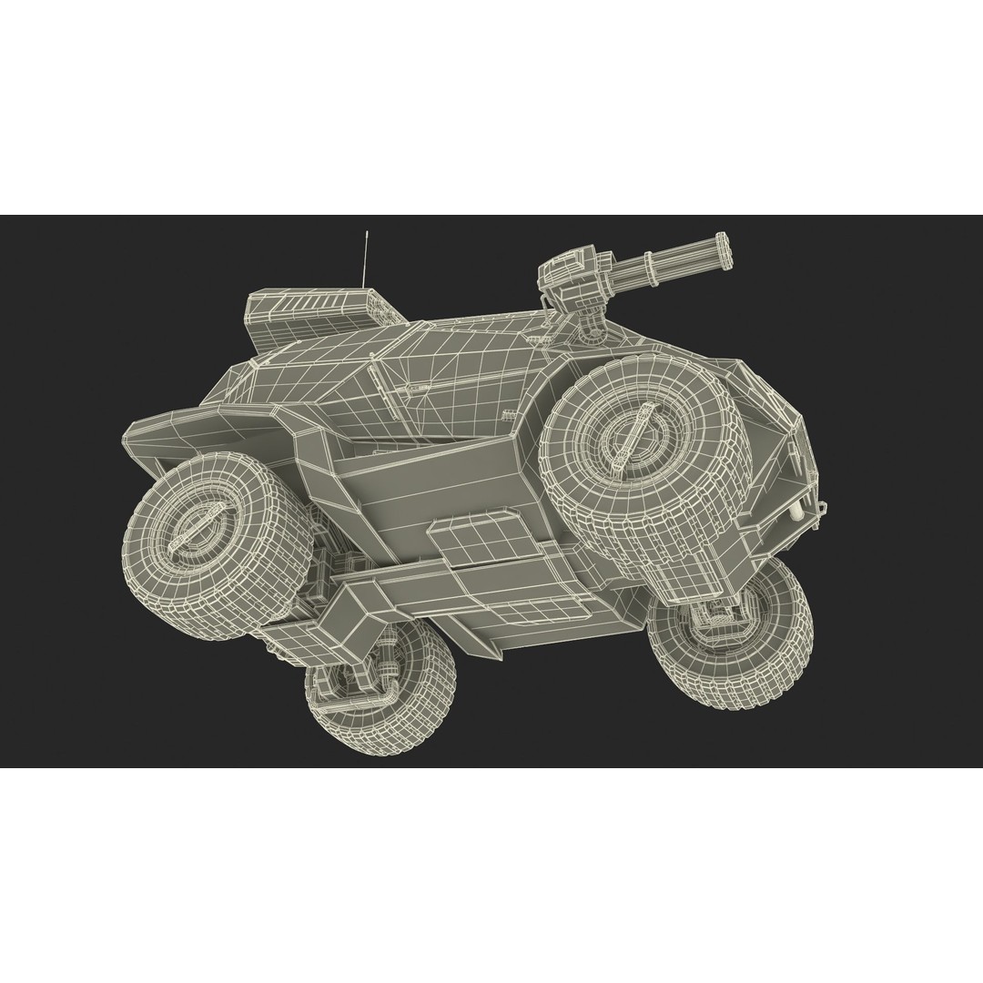 Futuristic Military Vehicle 3D Model – Khaki Armored Design, Game-Ready Formats - View 34
