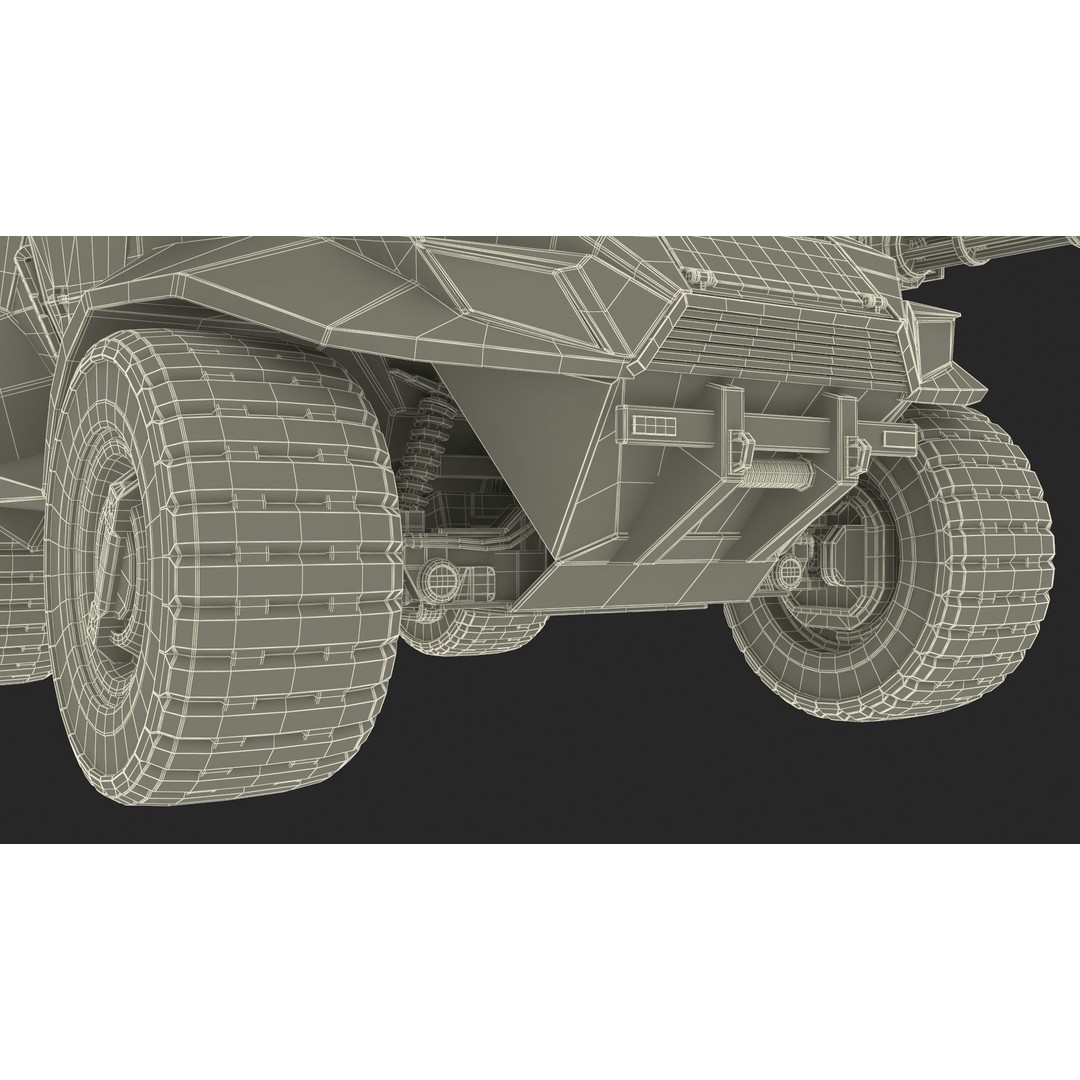 Futuristic Military Vehicle 3D Model – Khaki Armored Design, Game-Ready Formats - View 36
