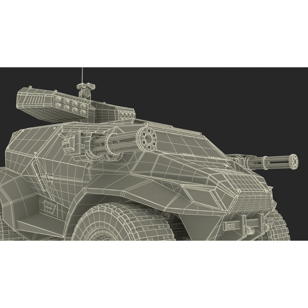 Futuristic Military Vehicle 3D Model – Khaki Armored Design, Game-Ready Formats - View 37