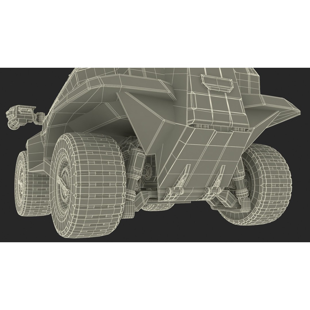Futuristic Military Vehicle 3D Model – Khaki Armored Design, Game-Ready Formats - View 39