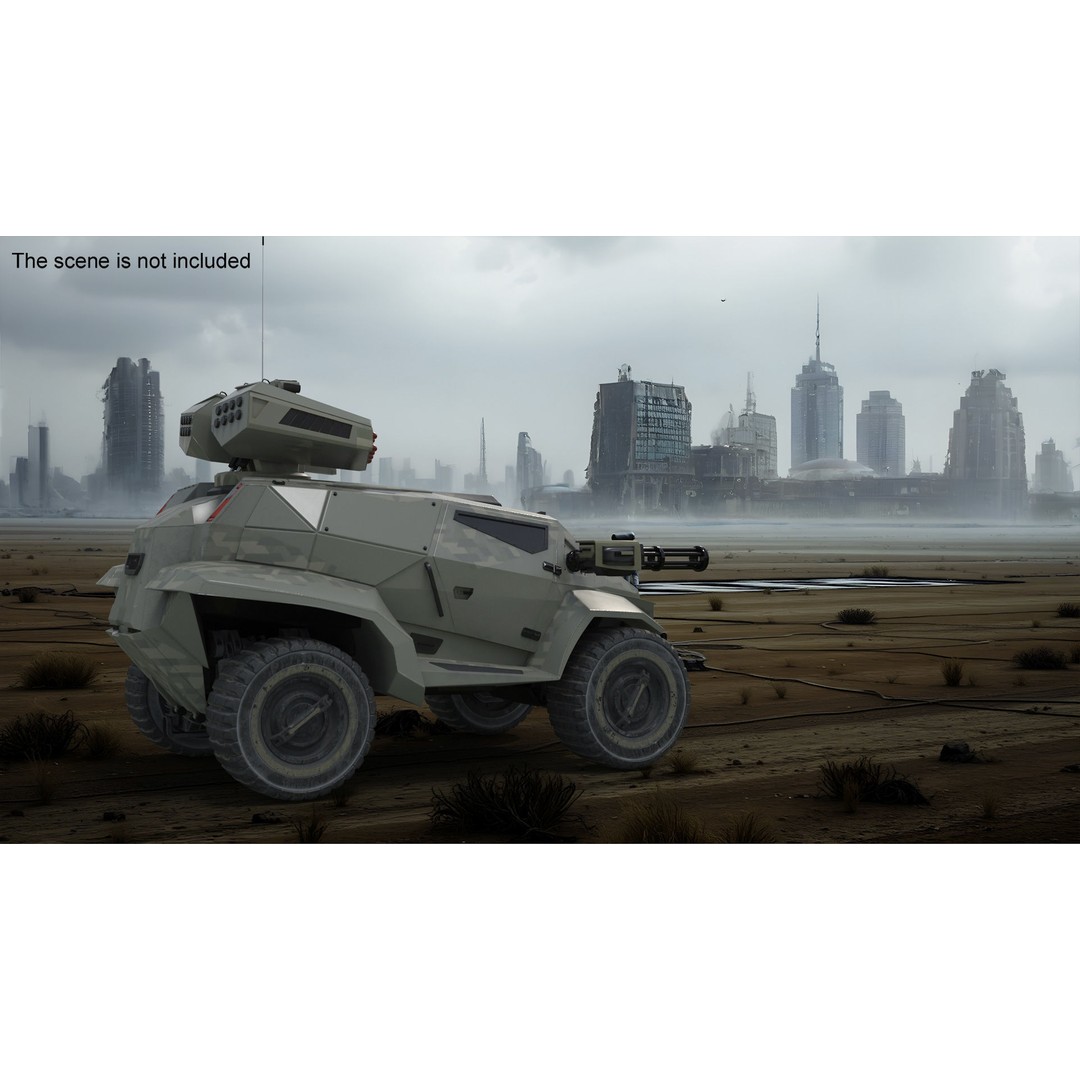 Futuristic Military Vehicle 3D Model – Khaki Armored Design, Game-Ready Formats - View 4