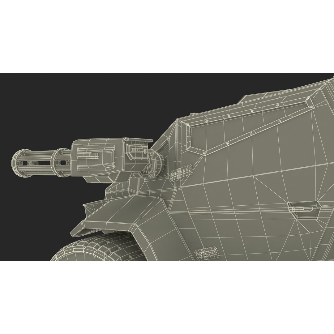 Futuristic Military Vehicle 3D Model – Khaki Armored Design, Game-Ready Formats - View 40