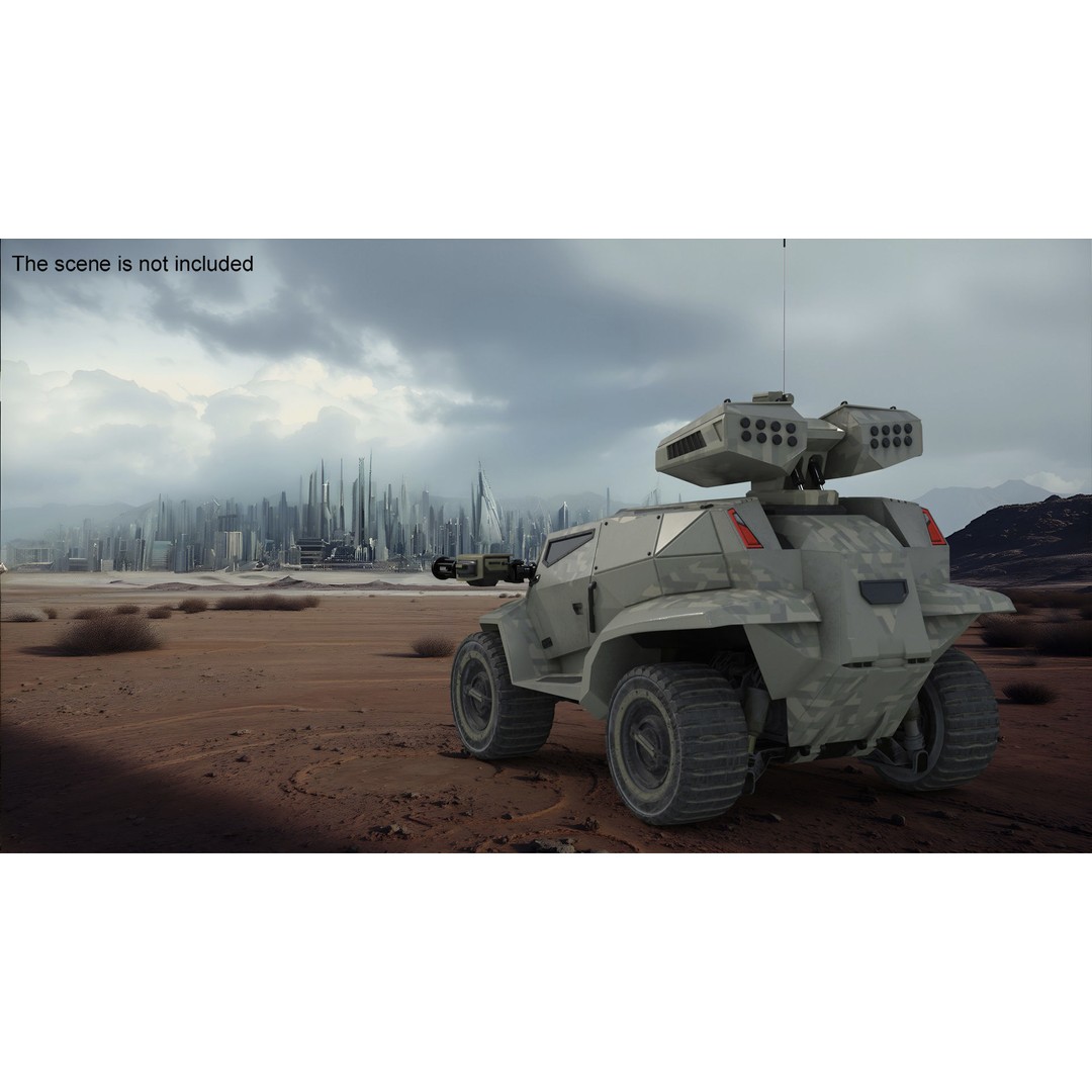 Futuristic Military Vehicle 3D Model – Khaki Armored Design, Game-Ready Formats - View 5