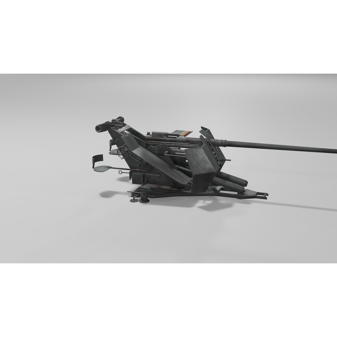 37 mm Flak 37 Anti Aircraft Gun 3D Model – Low Poly Game Asset, FBX - View 18