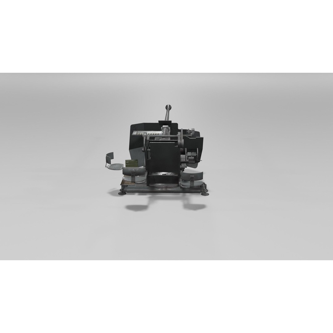 37 mm Flak 37 Anti Aircraft Gun 3D Model – Low Poly Game Asset, FBX - View 22