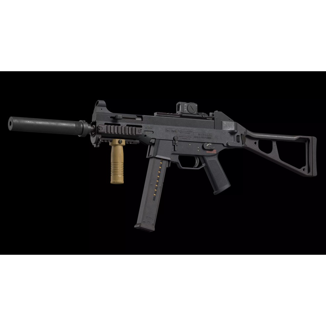 HK UMP 45 ACP 3D Model – Flanged Barrel Tactical Pack, Game Ready, FBX
