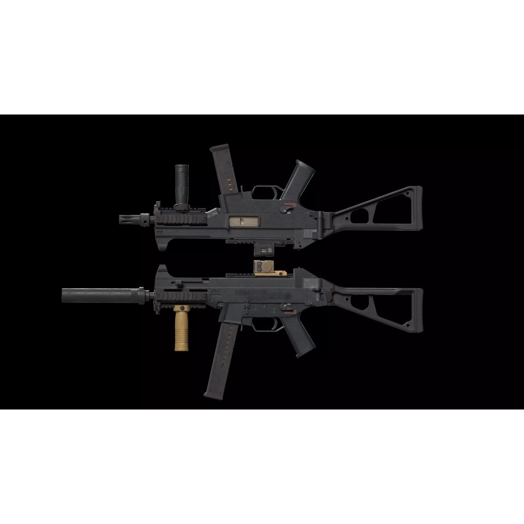 HK UMP 45 ACP 3D Model – Flanged Barrel Tactical Pack, Game Ready, FBX - View 11