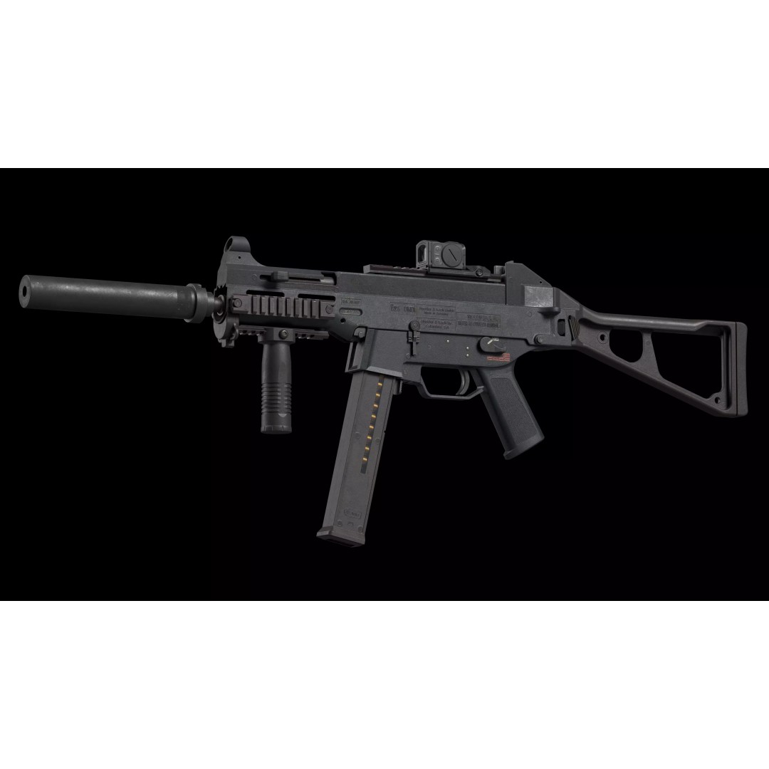 HK UMP 45 ACP 3D Model – Flanged Barrel Tactical Pack, Game Ready, FBX - View 3
