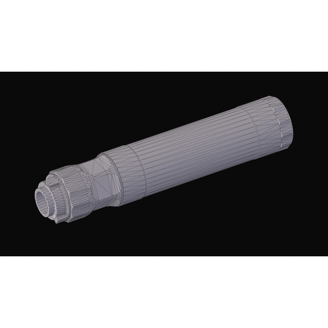 Silencer 3D Model – Low Poly Game Asset, PBR Textures, FBX