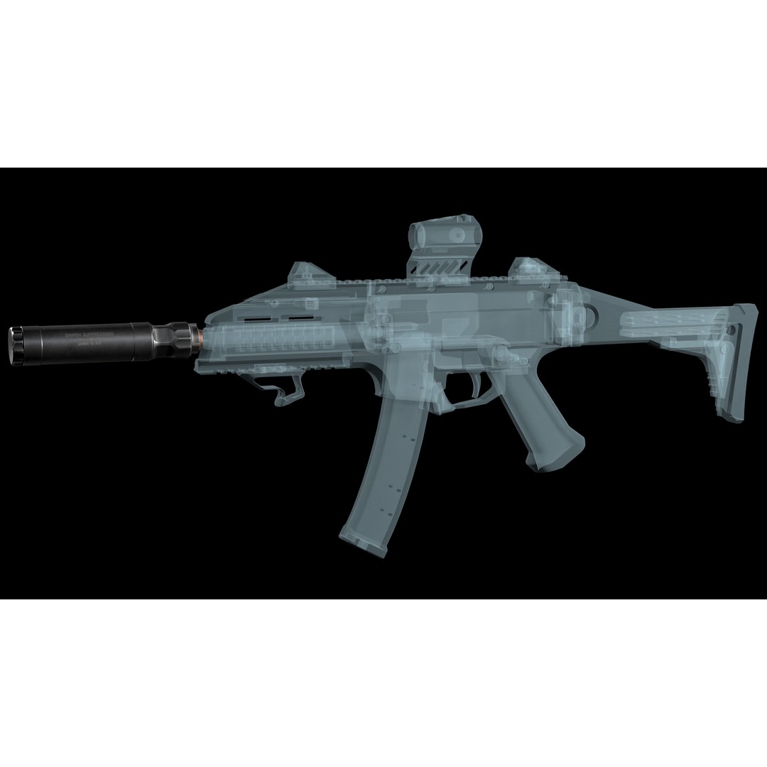 Silencer 3D Model – Low Poly Game Asset, PBR Textures, FBX - View 4