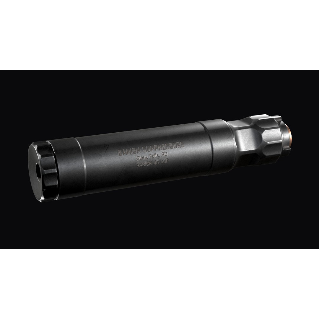 Silencer 3D Model – Low Poly Game Asset, PBR Textures, FBX - View 6