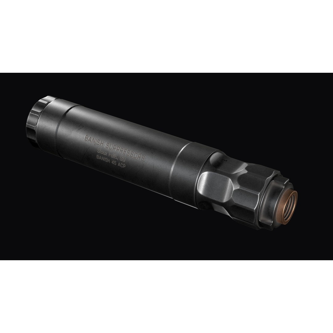 Silencer 3D Model – Low Poly Game Asset, PBR Textures, FBX - View 7