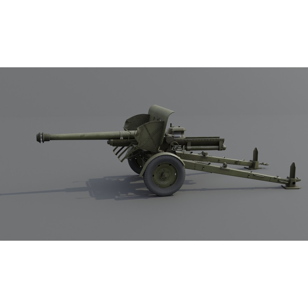 Type 90 75 mm Field Gun 3D Model – Low Poly PBR Game Asset, FBX