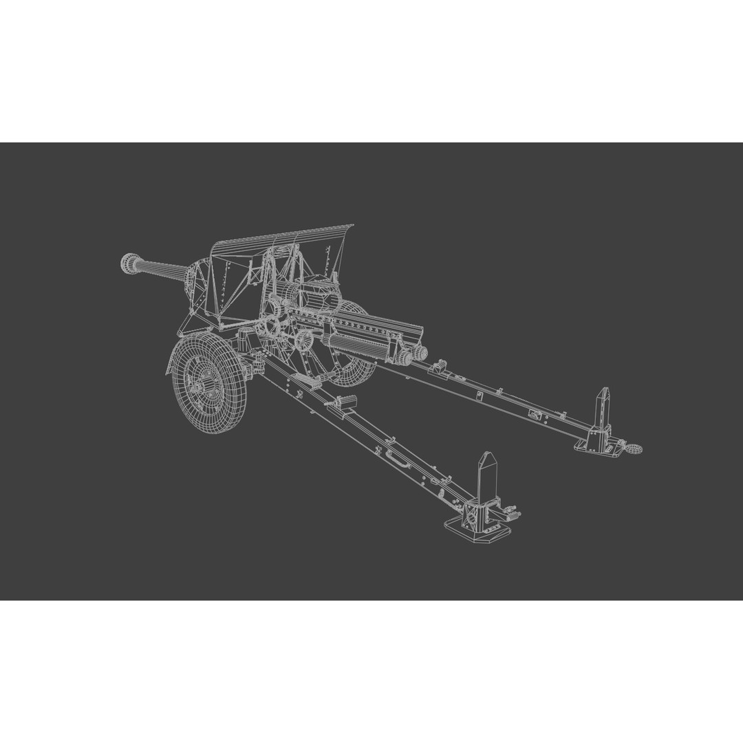 Type 90 75 mm Field Gun 3D Model – Low Poly PBR Game Asset, FBX - View 12