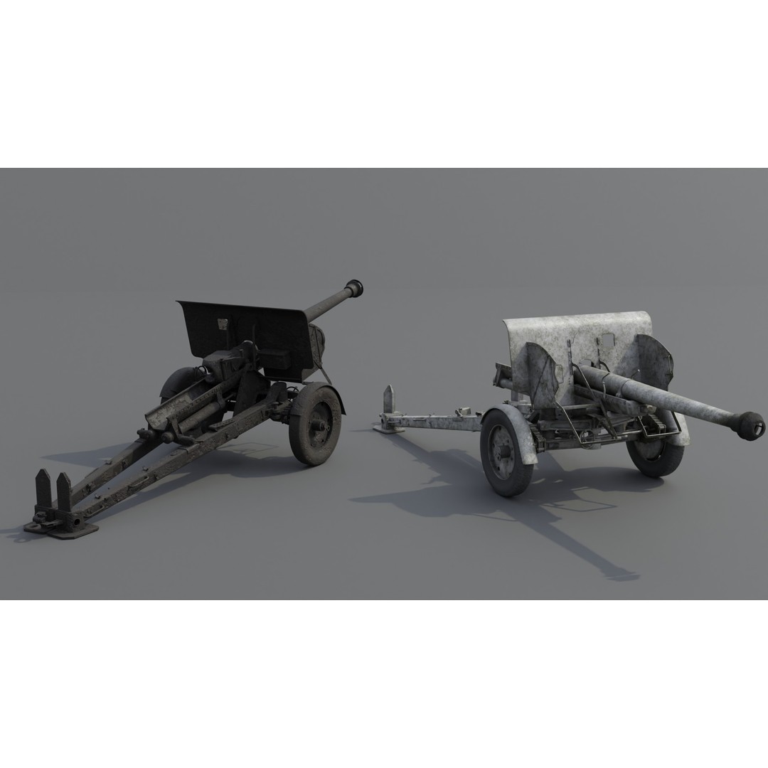 Type 90 75 mm Field Gun 3D Model – Low Poly PBR Game Asset, FBX - View 14