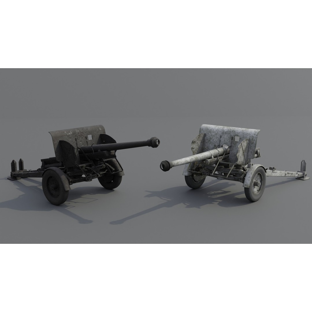 Type 90 75 mm Field Gun 3D Model – Low Poly PBR Game Asset, FBX - View 15
