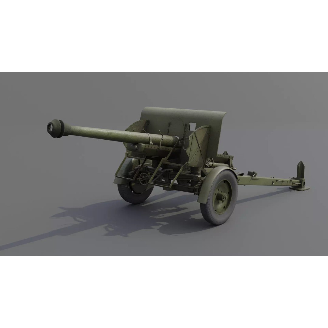 Type 90 75 mm Field Gun 3D Model – Low Poly PBR Game Asset, FBX - View 2