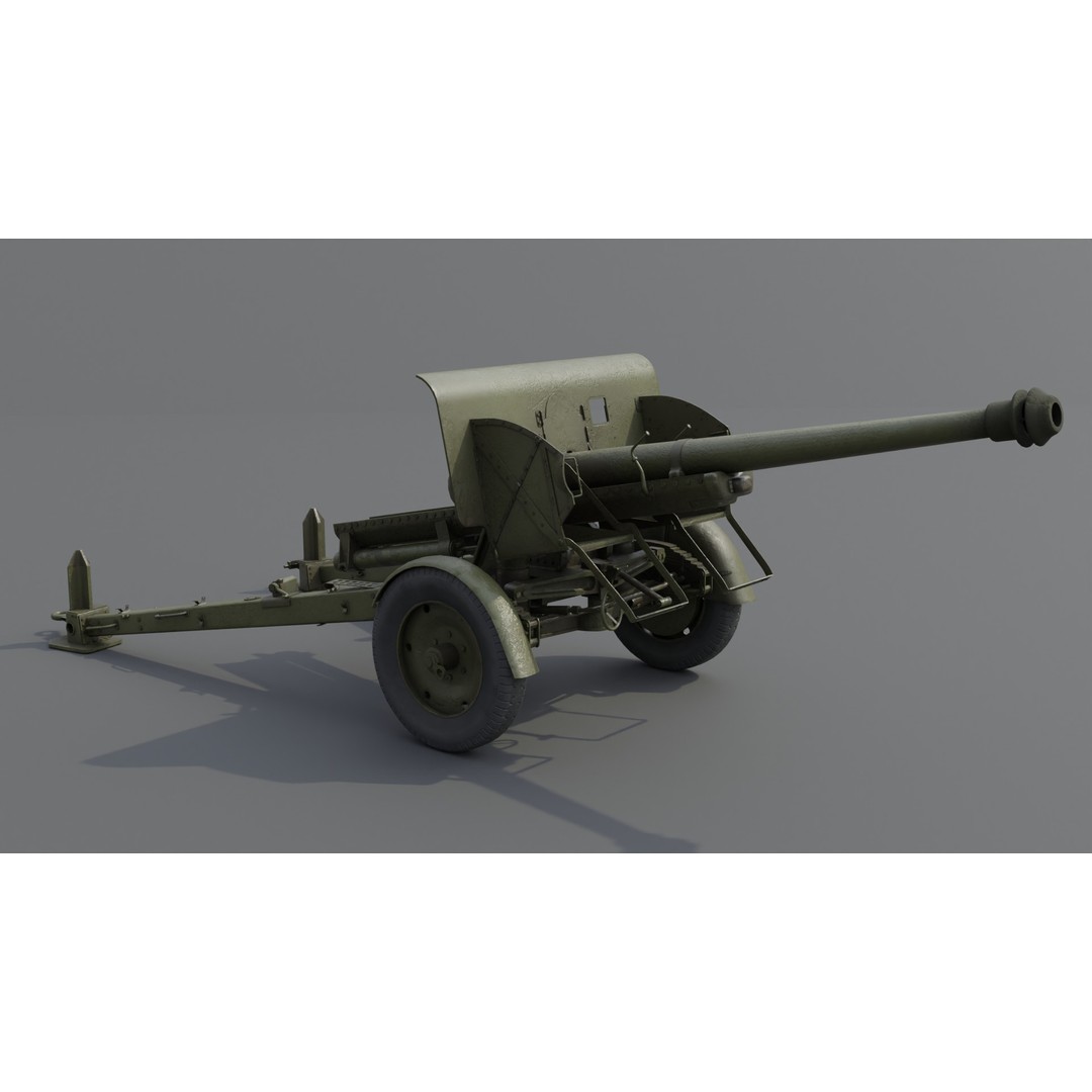 Type 90 75 mm Field Gun 3D Model – Low Poly PBR Game Asset, FBX - View 3