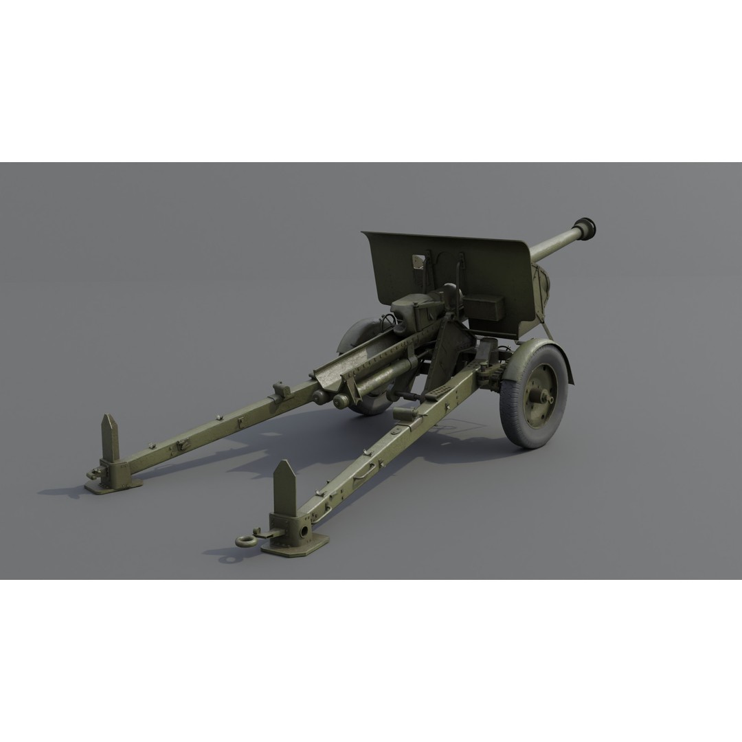 Type 90 75 mm Field Gun 3D Model – Low Poly PBR Game Asset, FBX - View 4