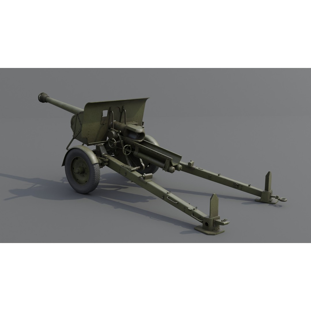 Type 90 75 mm Field Gun 3D Model – Low Poly PBR Game Asset, FBX - View 5