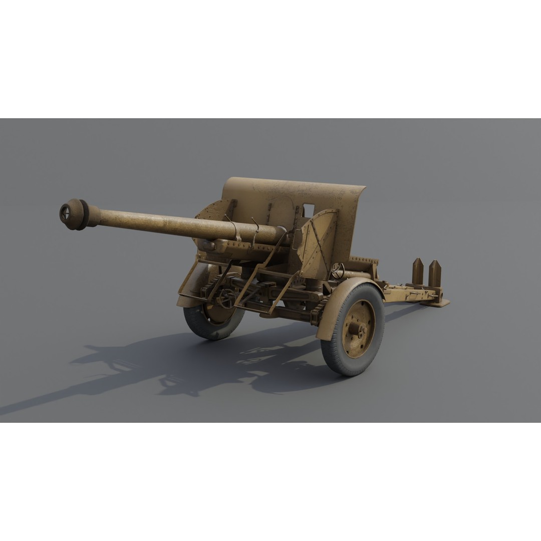 Type 90 75 mm Field Gun 3D Model – Low Poly PBR Game Asset, FBX - View 6