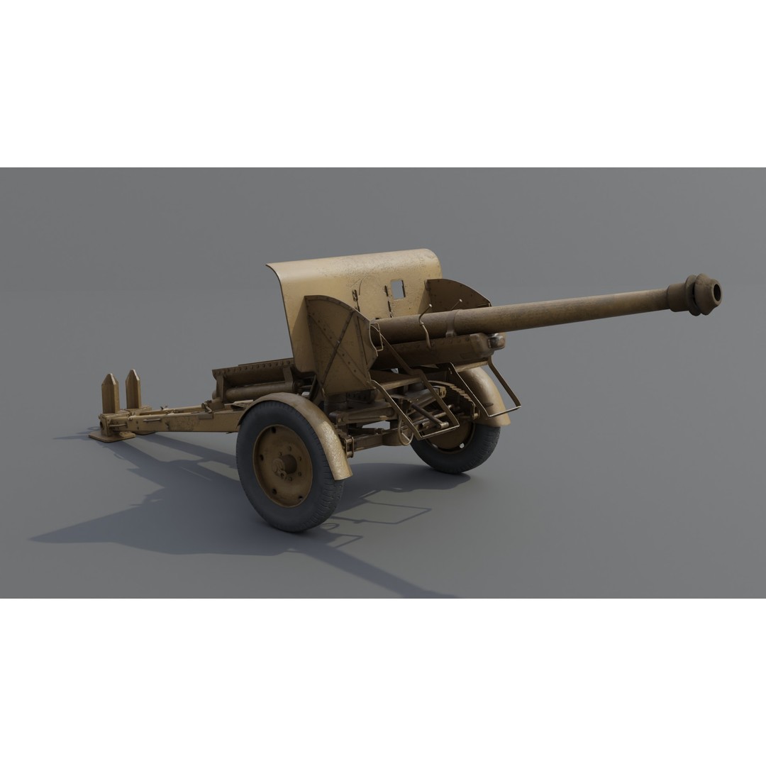 Type 90 75 mm Field Gun 3D Model – Low Poly PBR Game Asset, FBX - View 7