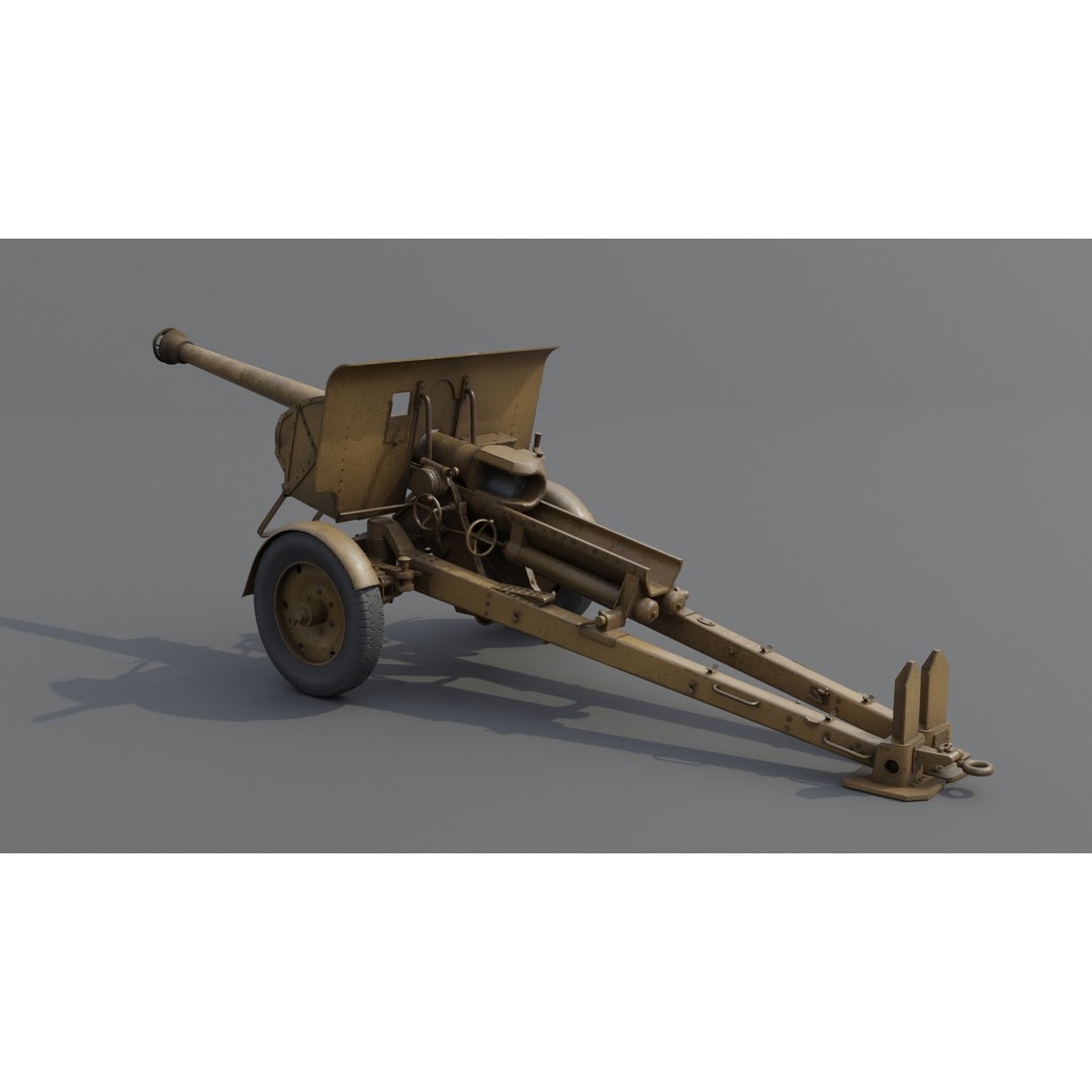 Type 90 75 mm Field Gun 3D Model – Low Poly PBR Game Asset, FBX - View 8