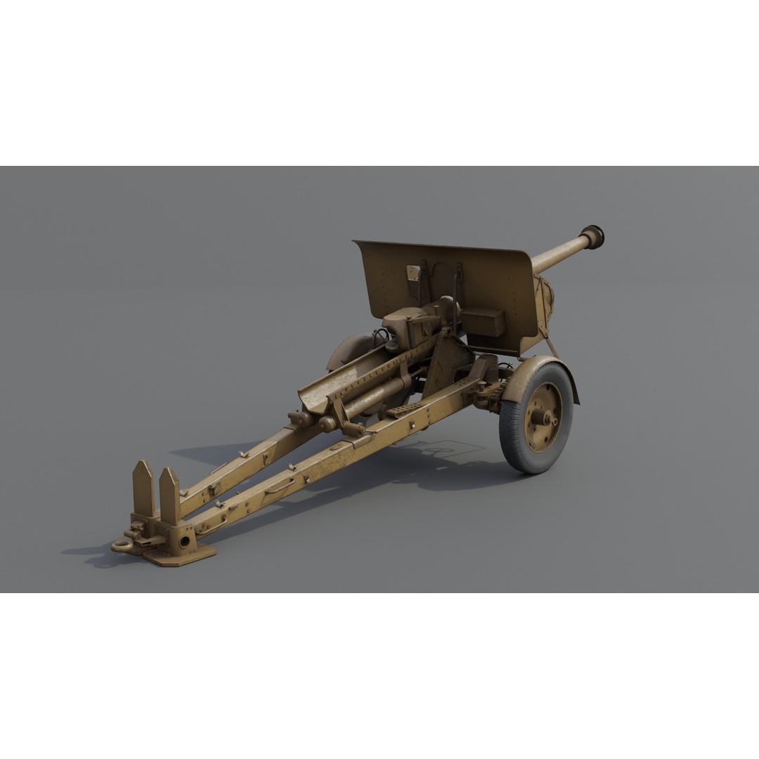 Type 90 75 mm Field Gun 3D Model – Low Poly PBR Game Asset, FBX - View 9