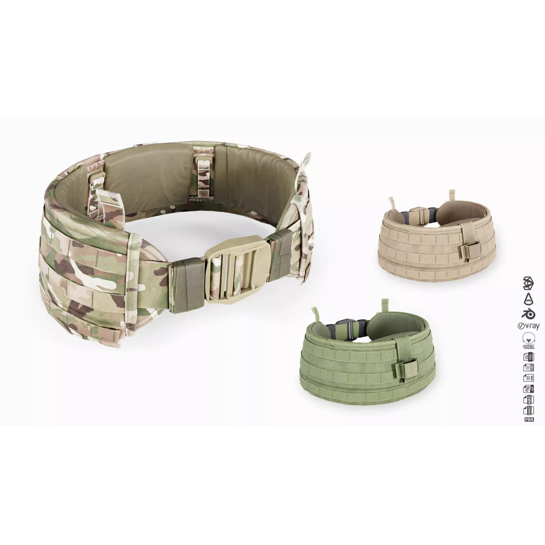 Virtus Webbing Hip Belt 3D Model – Low Poly Tactical Asset, FBX - View 2