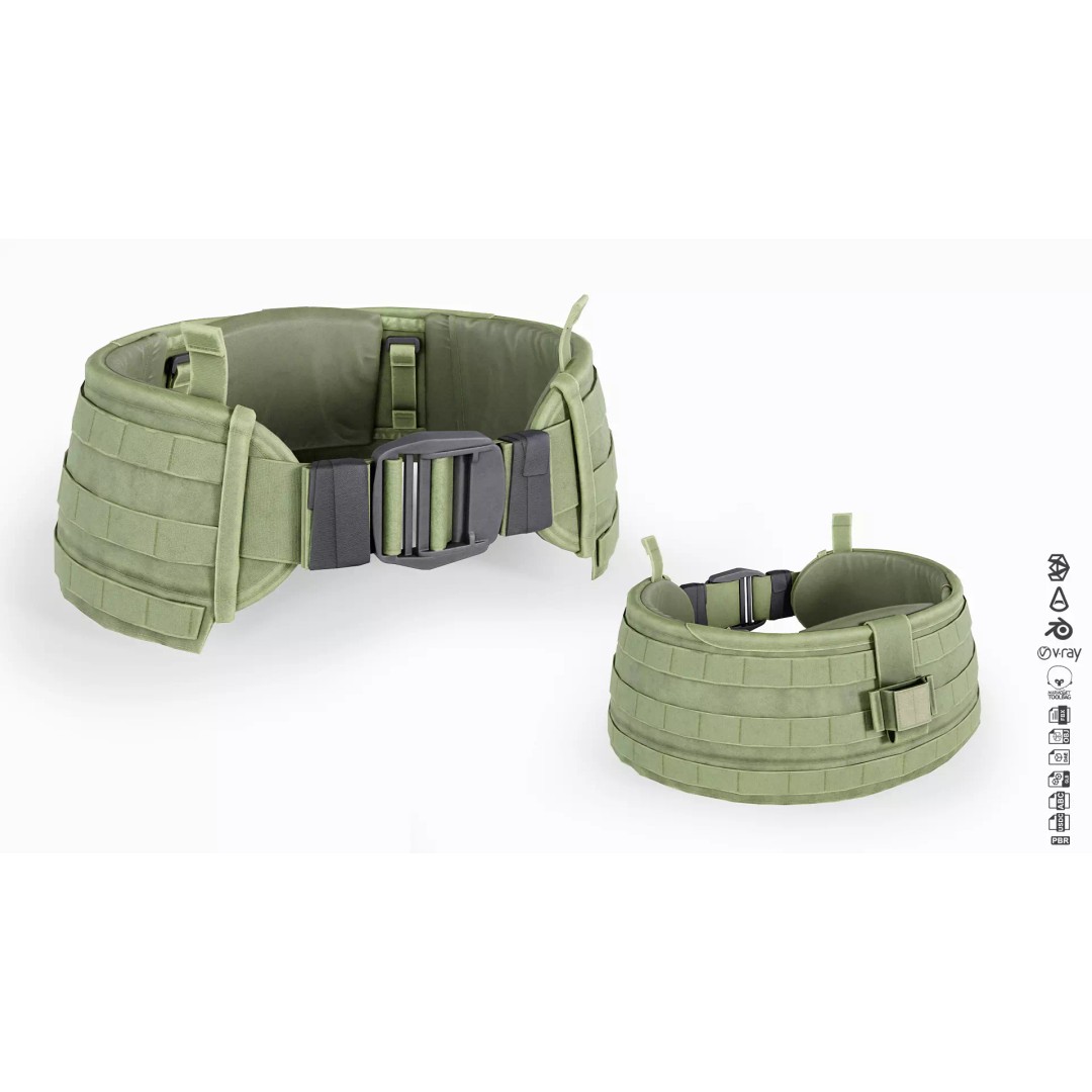 Virtus Webbing Hip Belt 3D Model – Low Poly Tactical Asset, FBX - View 3