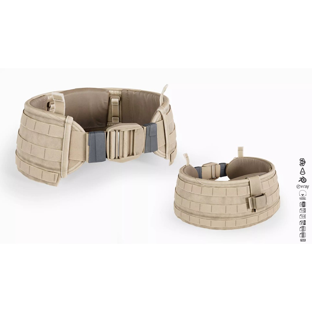 Virtus Webbing Hip Belt 3D Model – Low Poly Tactical Asset, FBX - View 4