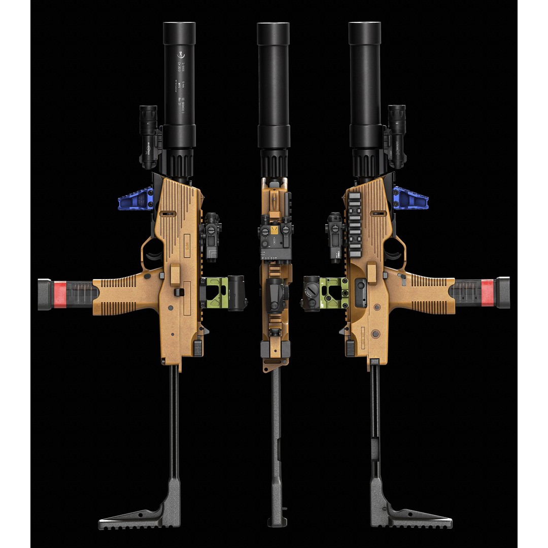 Brugger & Thomet MP9 3D Model – Low Poly Game-Ready Asset, FBX