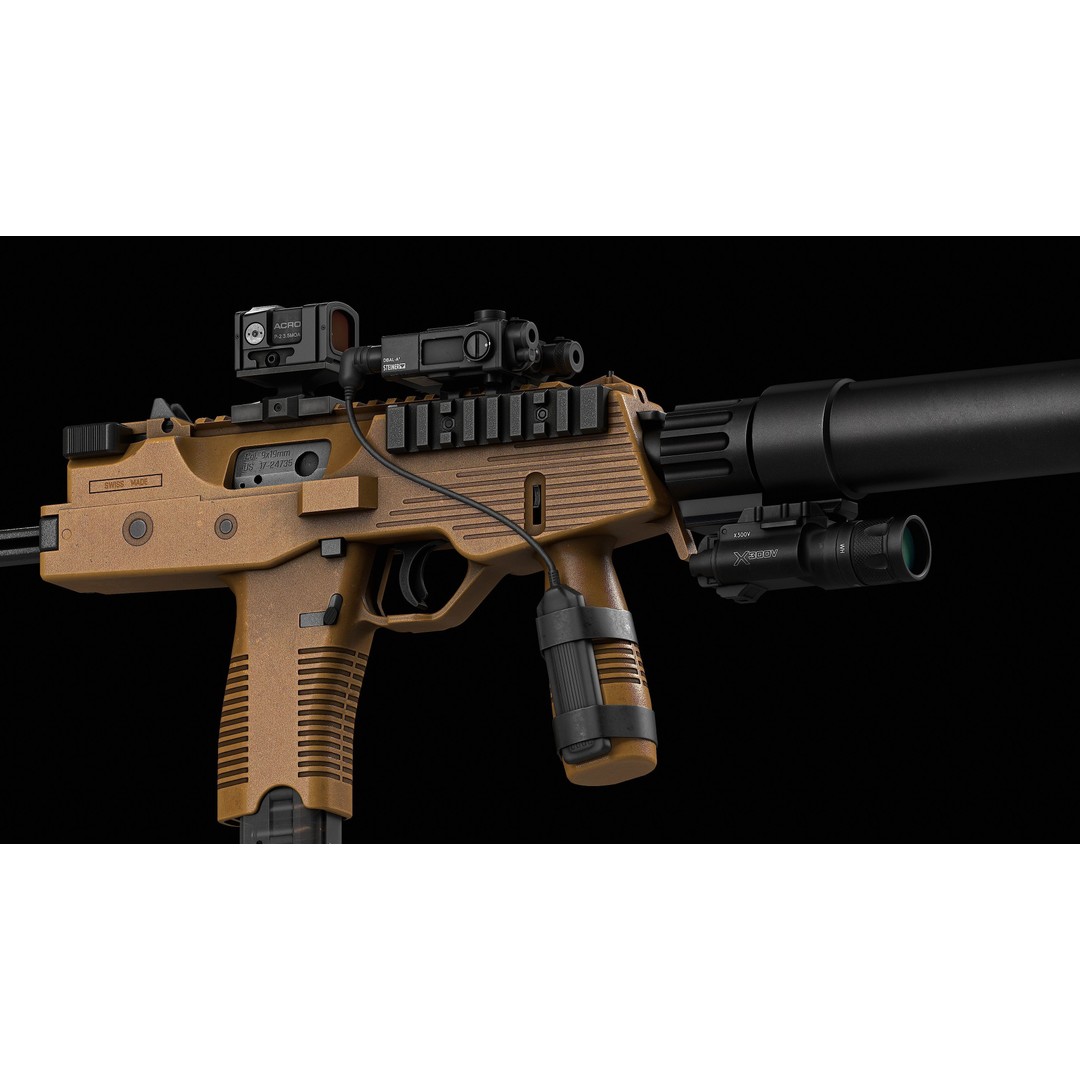 Brugger & Thomet MP9 3D Model – Low Poly Game-Ready Asset, FBX - View 10