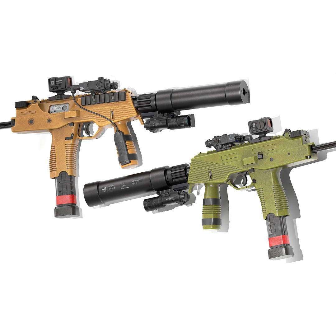 Brugger & Thomet MP9 3D Model – Low Poly Game-Ready Asset, FBX - View 12